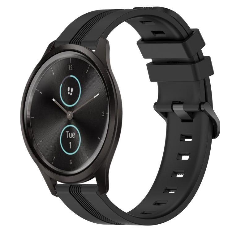 Compatible with Garmin Garminmove Style 20mm Concave Striped Slicone Watch Band(Black) - free shipping - PMC TechLife - Order now!
