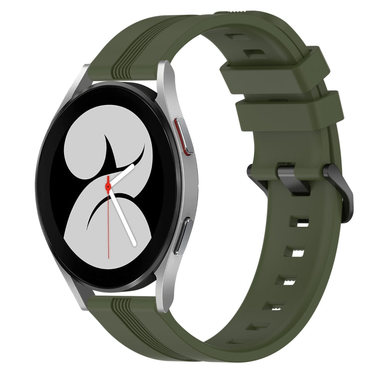 For Samsung Galaxy Watch4 40mm 20mm Concave Striped Slicone Watch Band(Army Green) - free shipping - PMC TechLife - Order now!