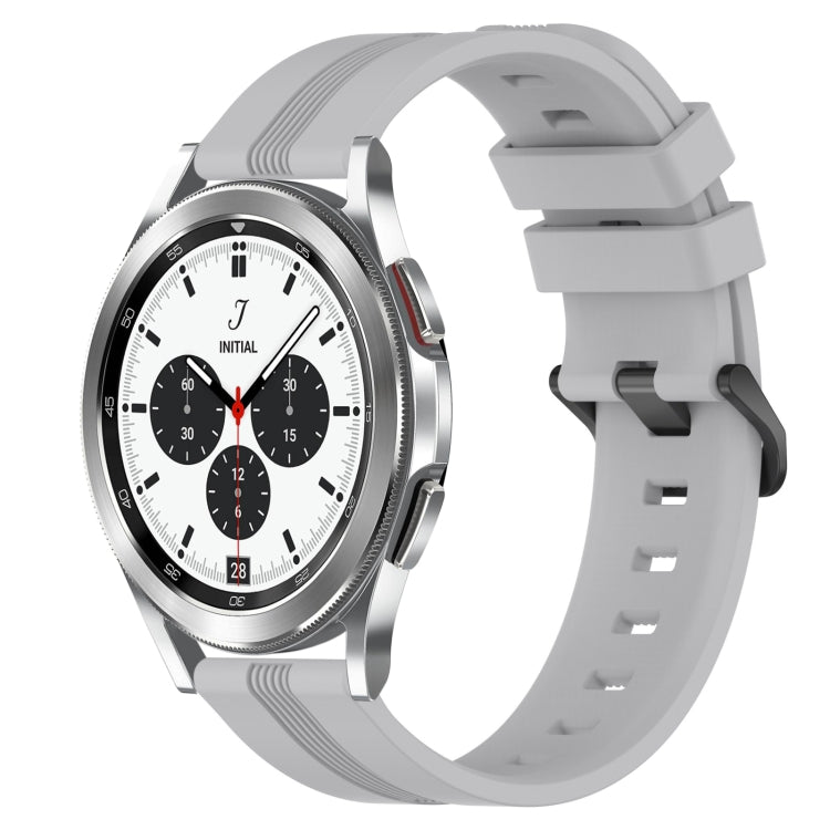 For Samsung  Galaxy Watch 4 Classic 42mm 20mm Concave Striped Slicone Watch Band(Grey) - free shipping - PMC TechLife - Order now!