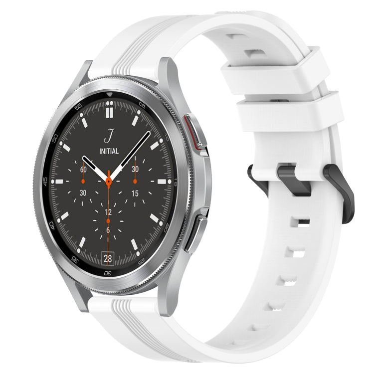 For Samsung  Galaxy Watch 4 Classic 46mm 20mm Concave Striped Slicone Watch Band(White) - free shipping - PMC TechLife - Order now!