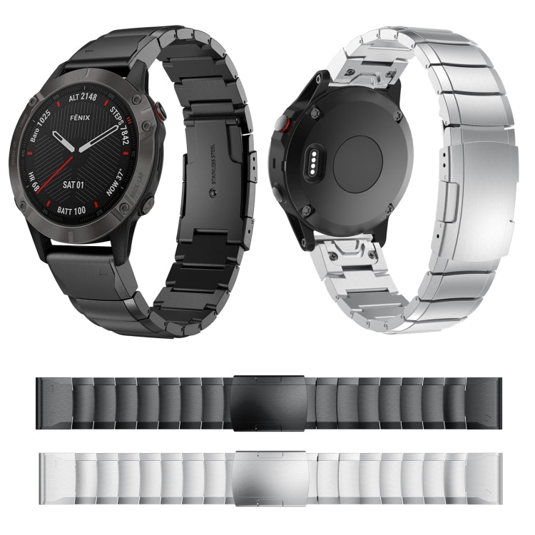 Compatible with Garmin Fenix 6X 26mm Tortoise Shell Stainless Steel Watch Band(Black) - free shipping - PMC TechLife - Order now!