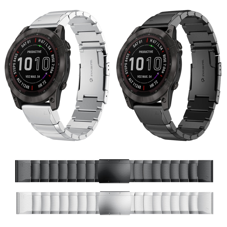 Compatible with Garmin Fenix 7 22mm Tortoise Shell Stainless Steel Watch Band(Black) - free shipping - PMC TechLife - Order now!