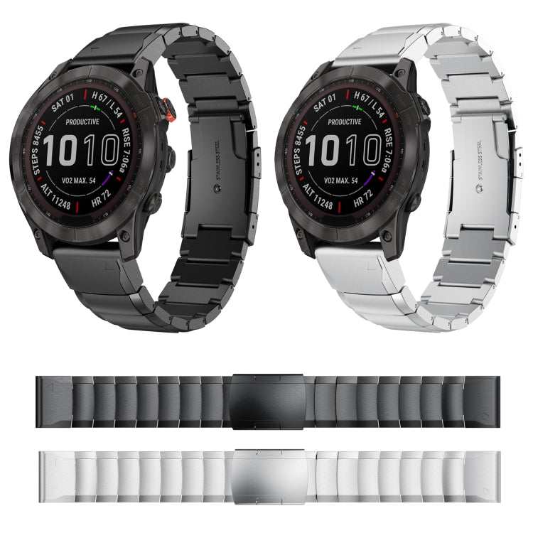 Compatible with Garmin Fenix 7 Sapphire Solar 22mm Tortoise Shell Stainless Steel Watch Band(Black) - free shipping - PMC TechLife - Order now!