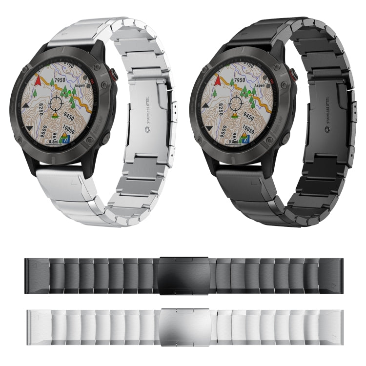Compatible with Garmin Fenix 6 GPS 22mm Tortoise Shell Stainless Steel Watch Band(Silver) - free shipping - PMC TechLife - Order now!