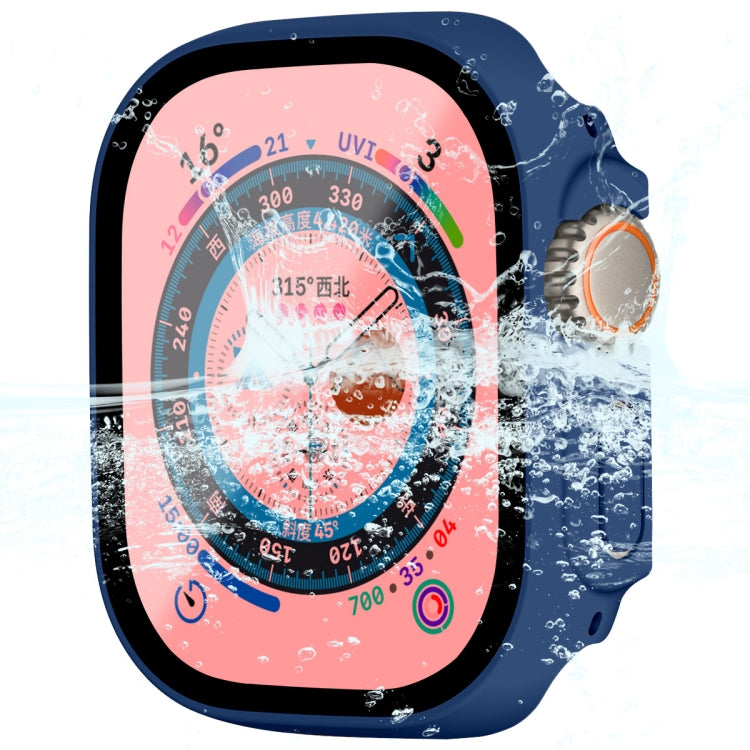 For Apple Watch Ultra / Ultra 2 49mmENKAY Hat-Prince Waterproof Full Coverage PC Frame + 9H Tempered Glass Case(Dark Blue) - Watch Cases by ENKAY | Online Shopping South Africa | PMC TechLife | Buy Now Pay Later Mobicred