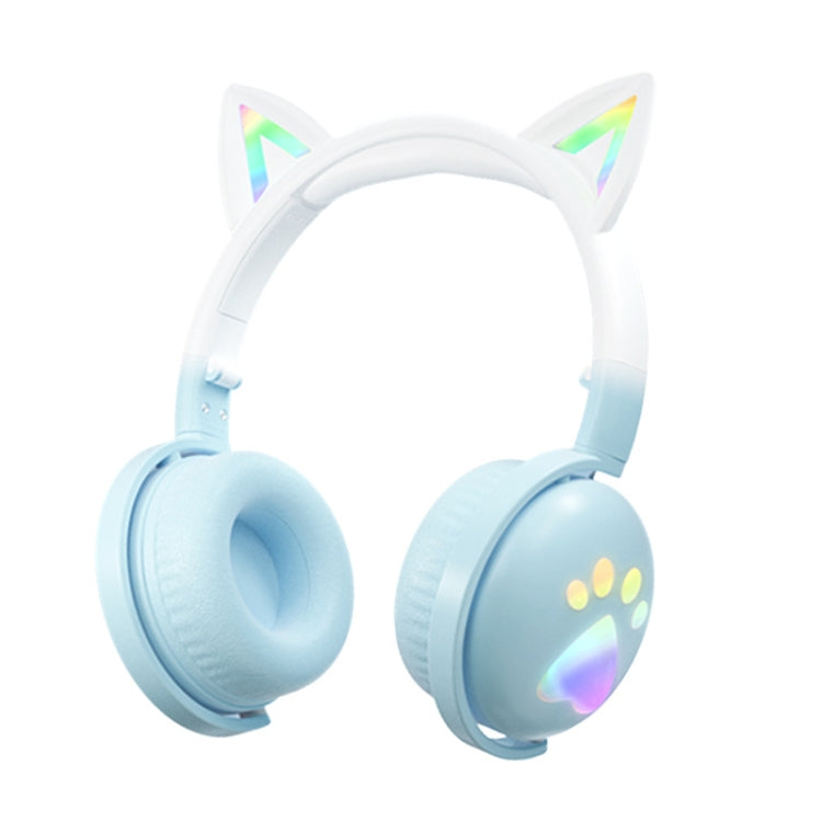 KE28 RGB Cute Cat Ears Bluetooth Wireless Music Headset with Detachable Mic(Blue) - Headset & Headphone by PMC TechLife | Online Shopping South Africa | PMC TechLife