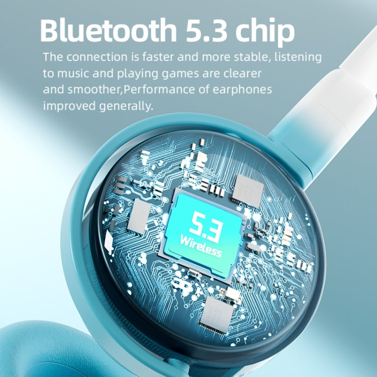 KE28 RGB Cute Cat Ears Bluetooth Wireless Music Headset with Detachable Mic(Pink+Blue) - Headset & Headphone by PMC TechLife | Online Shopping South Africa | PMC TechLife