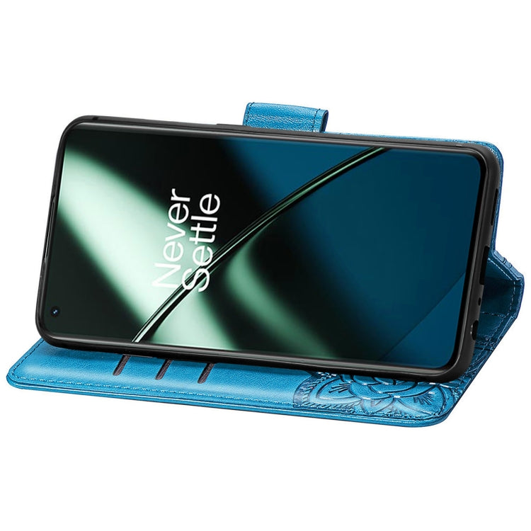 For OnePlus 11 Butterfly Love Flower Embossed Flip Leather Phone Case(Blue) - free shipping - PMC TechLife - Order now!