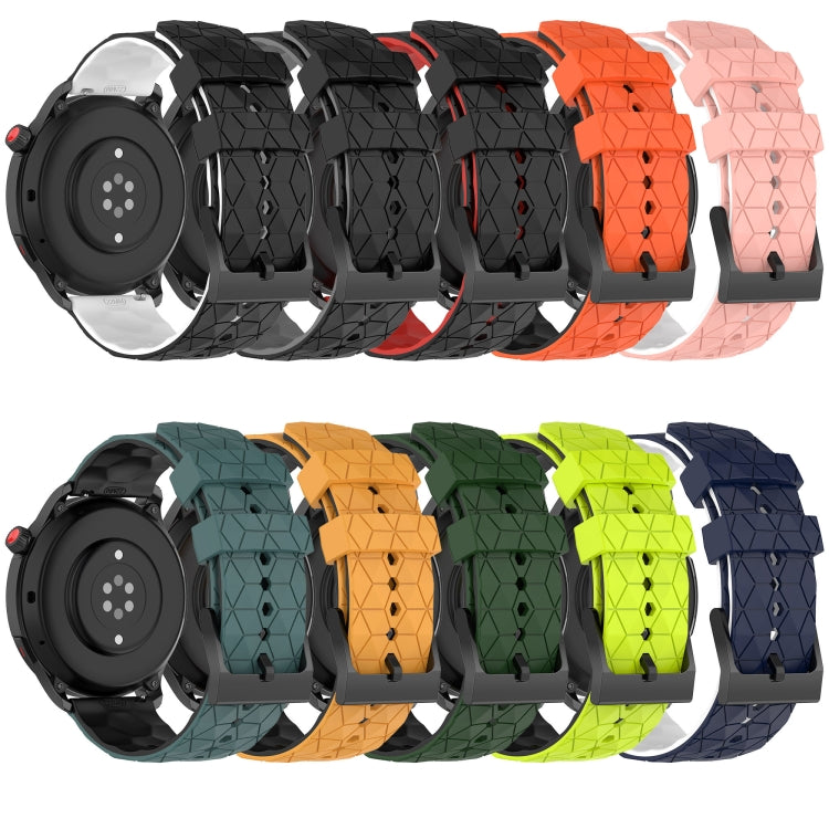 For Xiaomi MI Watch S1 Active 22mm Football Pattern Two-Color Silicone Watch Band(Olive Green + Black) - Watch Bands by PMC TechLife | Online Shopping South Africa | PMC TechLife | Buy Now Pay Later Mobicred