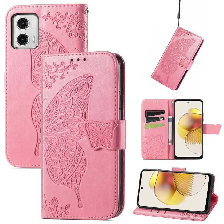 For Motorola Moto G73 Butterfly Love Flower Embossed Flip Leather Phone Case(Pink) - free shipping - PMC TechLife - Order now!