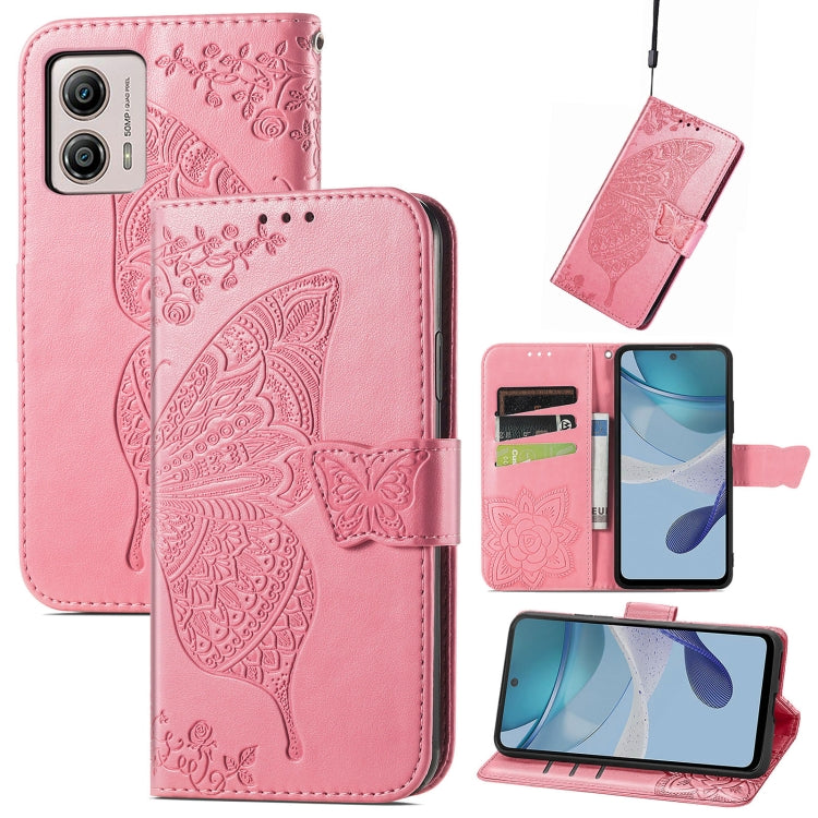 For Motorola Moto E13 Butterfly Love Flower Embossed Flip Leather Phone Case(Pink) - free shipping - PMC TechLife - Order now!