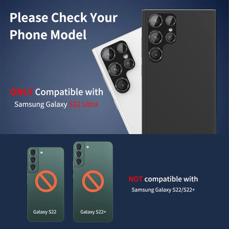 For Samsung Galaxy S22 Ultra ENKAY 9H Rear Camera Lens Aluminium Alloy Tempered Glass Film(Black) - free shipping - PMC TechLife - Order now!