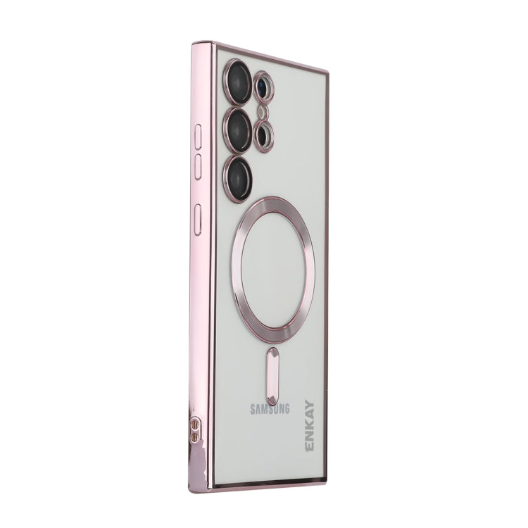 For Samsung Galaxy S22 Ultra 5G ENKAY Electroplated MagSafe Shockproof TPU Phone Case with Lens Film(Pink) - Galaxy S22 Ultra 5G Cases by ENKAY | Online Shopping South Africa | PMC TechLife | Buy Now Pay Later Mobicred