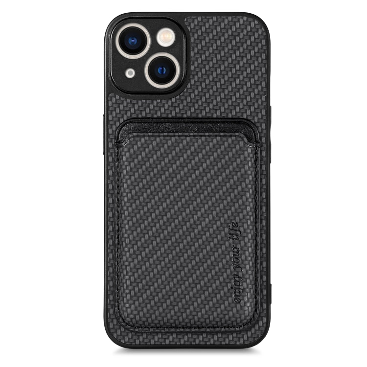 For iPhone 13 mini Carbon Fiber Leather Card Magsafe Magnetic Phone Case(Black) - iPhone 13 mini Cases by PMC TechLife | Online Shopping South Africa | PMC TechLife | Buy Now Pay Later Mobicred