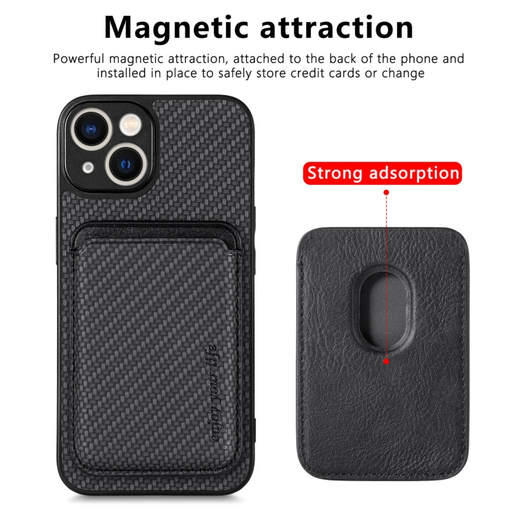For iPhone 13 mini Carbon Fiber Leather Card Magsafe Magnetic Phone Case(Black) - iPhone 13 mini Cases by PMC TechLife | Online Shopping South Africa | PMC TechLife | Buy Now Pay Later Mobicred