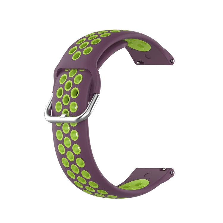 For Xiaomi Watch S2 46mm 22mm Perforated Breathable Sports Silicone Watch Band(Purple+Lime) - Smart Wear by PMC TechLife | Online Shopping South Africa | PMC TechLife