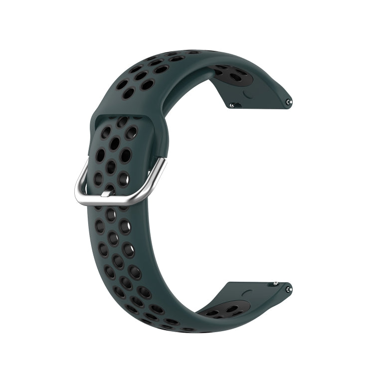 For Xiaomi Haylou RT2 LS10 22mm Perforated Breathable Sports Silicone Watch Band(Olive Green+Black) - Smart Wear by PMC TechLife | Online Shopping South Africa | PMC TechLife