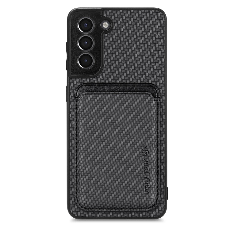 For Samsung Galaxy S21+ 5G Carbon Fiber Leather Card Magsafe Magnetic Phone Case(Black) - Galaxy S21+ 5G Cases by PMC TechLife | Online Shopping South Africa | PMC TechLife