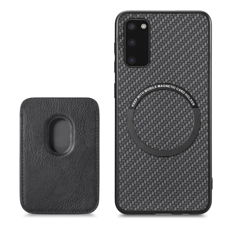 For Samsung Galaxy S20 Carbon Fiber Leather Card Magsafe Magnetic Phone Case(Black) - Galaxy Phone Cases by PMC TechLife | Online Shopping South Africa | PMC TechLife