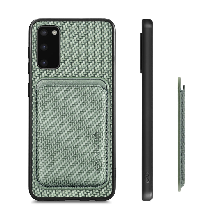 For Samsung Galaxy S20 Carbon Fiber Leather Card Magsafe Magnetic Phone Case(Green) - Galaxy Phone Cases by PMC TechLife | Online Shopping South Africa | PMC TechLife | Buy Now Pay Later Mobicred
