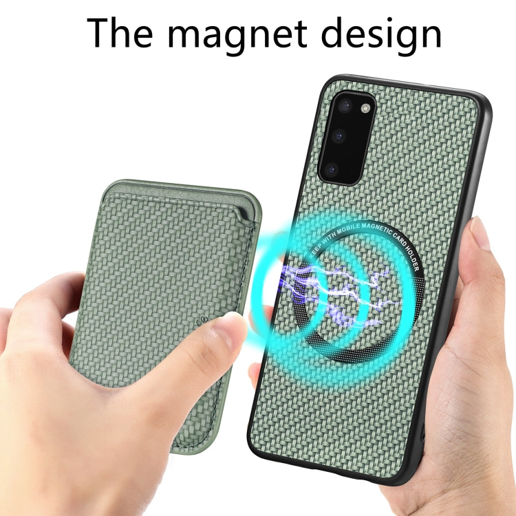 For Samsung Galaxy S20 Carbon Fiber Leather Card Magsafe Magnetic Phone Case(Green) - Galaxy Phone Cases by PMC TechLife | Online Shopping South Africa | PMC TechLife | Buy Now Pay Later Mobicred