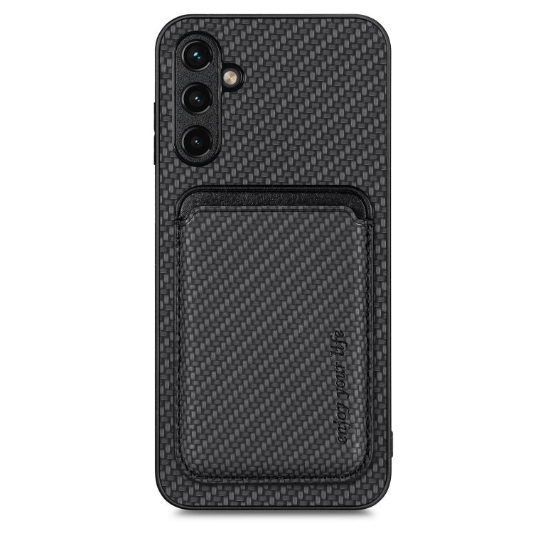 For Samsung Galaxy A14 5G Carbon Fiber Leather Card Magsafe Magnetic Phone Case(Black) - Galaxy Phone Cases by PMC TechLife | Online Shopping South Africa | PMC TechLife