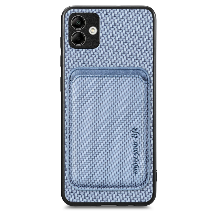 For Samsung Galaxy A04 4G Carbon Fiber Leather Card Magsafe Magnetic Phone Case(Blue) - free shipping - PMC TechLife - Order now!