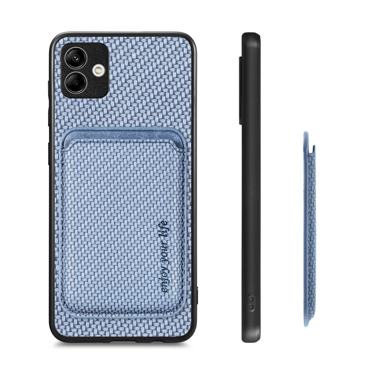 For Samsung Galaxy A04 4G Carbon Fiber Leather Card Magsafe Magnetic Phone Case(Blue) - free shipping - PMC TechLife - Order now!