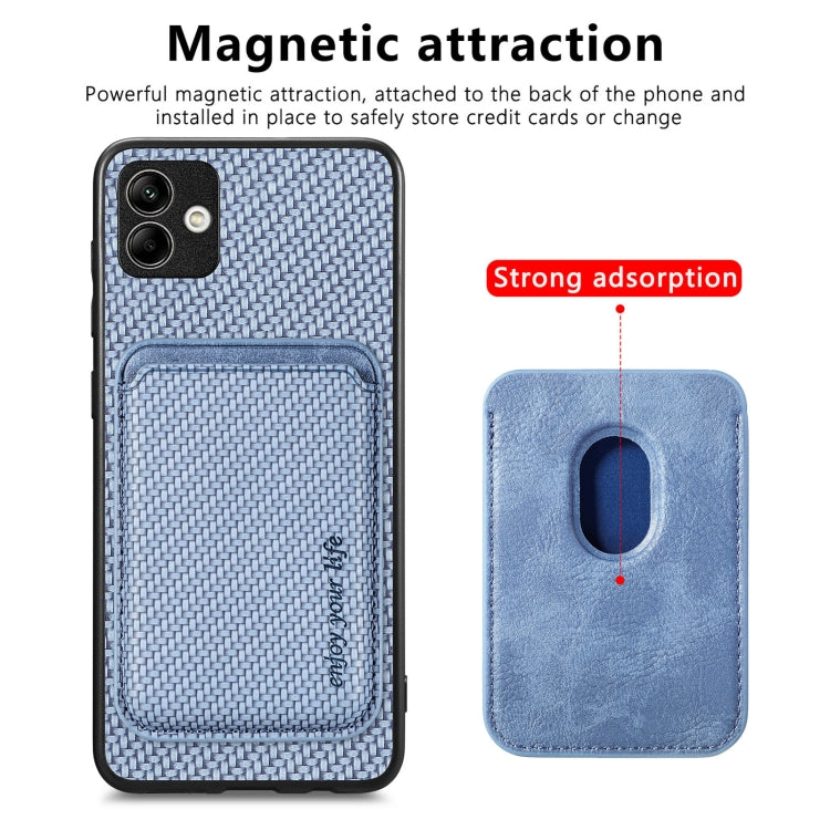 For Samsung Galaxy A04 4G Carbon Fiber Leather Card Magsafe Magnetic Phone Case(Blue) - free shipping - PMC TechLife - Order now!