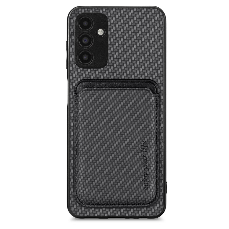 For Samsung Galaxy A13 5G Carbon Fiber Leather Card Magsafe Magnetic Phone Case(Black) - Galaxy Phone Cases by PMC TechLife | Online Shopping South Africa | PMC TechLife