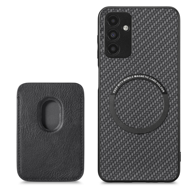 For Samsung Galaxy A13 5G Carbon Fiber Leather Card Magsafe Magnetic Phone Case(Black) - Galaxy Phone Cases by PMC TechLife | Online Shopping South Africa | PMC TechLife