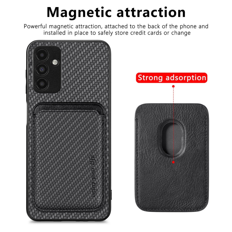 For Samsung Galaxy A13 5G Carbon Fiber Leather Card Magsafe Magnetic Phone Case(Black) - Galaxy Phone Cases by PMC TechLife | Online Shopping South Africa | PMC TechLife