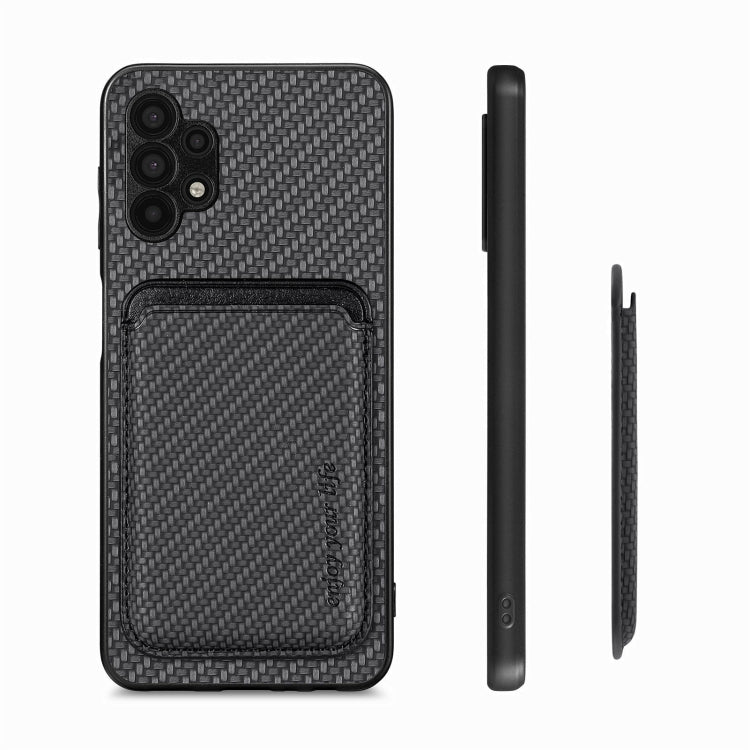 For Samsung Galaxy A32 5G Carbon Fiber Leather Card Magsafe Magnetic Phone Case(Black) - Galaxy Phone Cases by PMC TechLife | Online Shopping South Africa | PMC TechLife