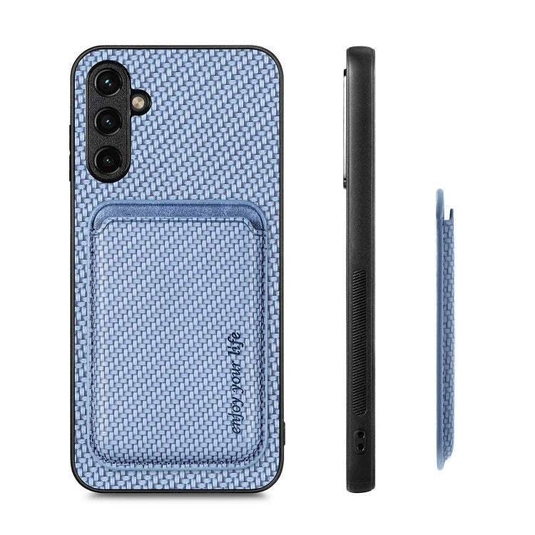 For Samsung Galaxy A54 5G Carbon Fiber Leather Card Magsafe Magnetic Phone Case(Blue) - Galaxy Phone Cases by PMC TechLife | Online Shopping South Africa | PMC TechLife