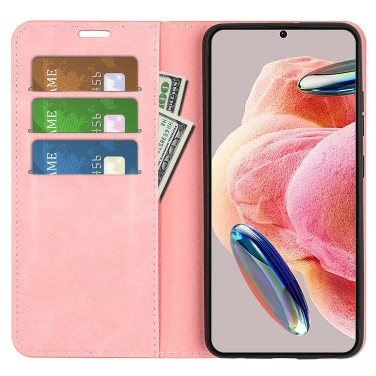 For Xiaomi Redmi Note 12 4G Global Retro-skin Magnetic Suction Leather Phone Case(Pink) - free shipping - PMC TechLife - Order now!