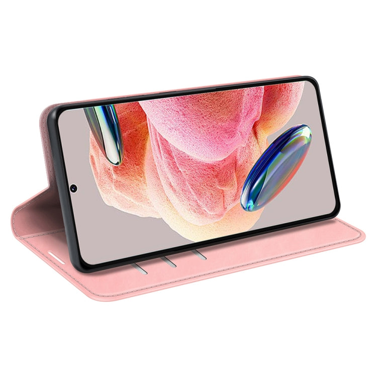 For Xiaomi Redmi Note 12 4G Global Retro-skin Magnetic Suction Leather Phone Case(Pink) - free shipping - PMC TechLife - Order now!
