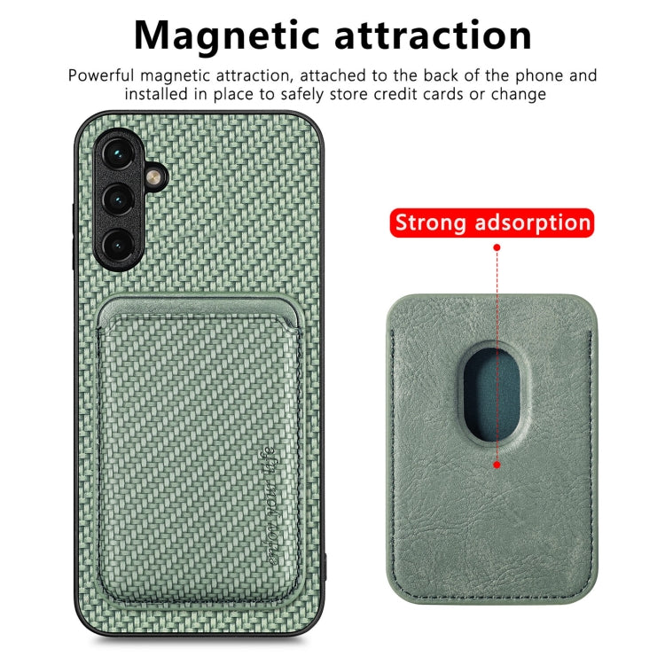 For Samsung Galaxy A34 5G Carbon Fiber Leather Card Magsafe Magnetic Phone Case(Green) - Galaxy Phone Cases by PMC TechLife | Online Shopping South Africa | PMC TechLife
