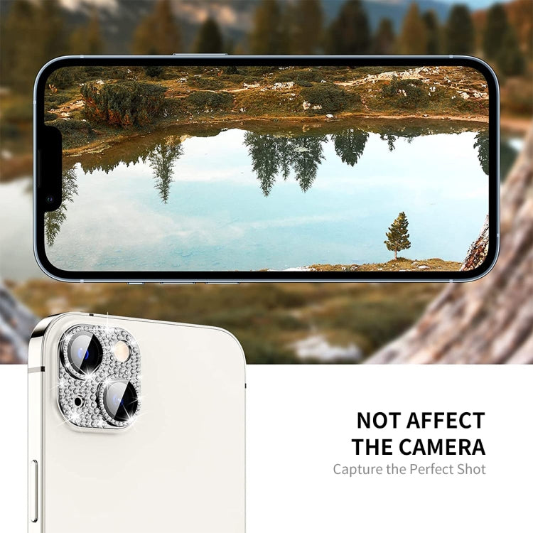 For iPhone 14 / 14 Plus ENKAY Hat-Prince Blink Diamond Camera Lens Aluminium Alloy Tempered Glass Film(Colorful) - iPhone 14 Tempered Glass by ENKAY | Online Shopping South Africa | PMC TechLife