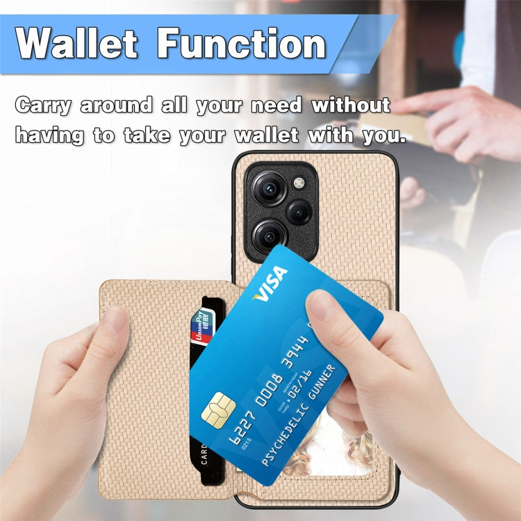 For Xiaomi Poco X5 Pro 5G Carbon Fiber Magnetic Card Wallet Bag Phone Case(Green) - free shipping - PMC TechLife - Order now!