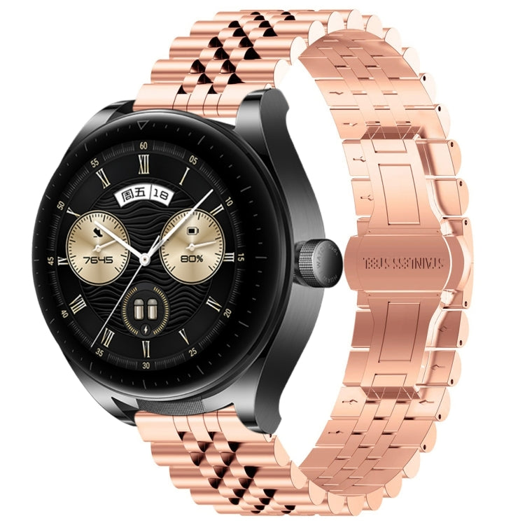 For Huawei Watch Buds Five Bull Half Round Stainless Steel Watch Band + Strap Removal Tool(Rose Gold) - Smart Wear by PMC TechLife | Online Shopping South Africa | PMC TechLife