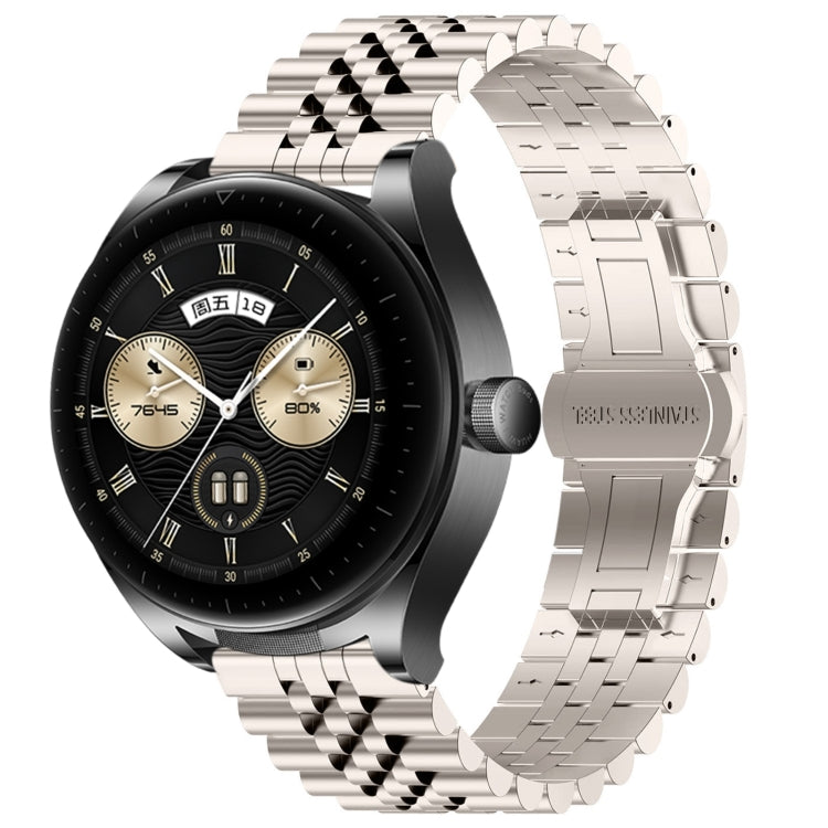 For Huawei Watch Buds Five Bull Half Round Stainless Steel Watch Band + Strap Removal Tool(Starlight Color) - Smart Wear by PMC TechLife | Online Shopping South Africa | PMC TechLife