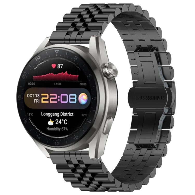 For Huawei Watch3 Pro New Five Bull Half Round Stainless Steel Watch Band + Strap Removal Tool(Black) -  by PMC TechLife | Online Shopping South Africa | PMC TechLife