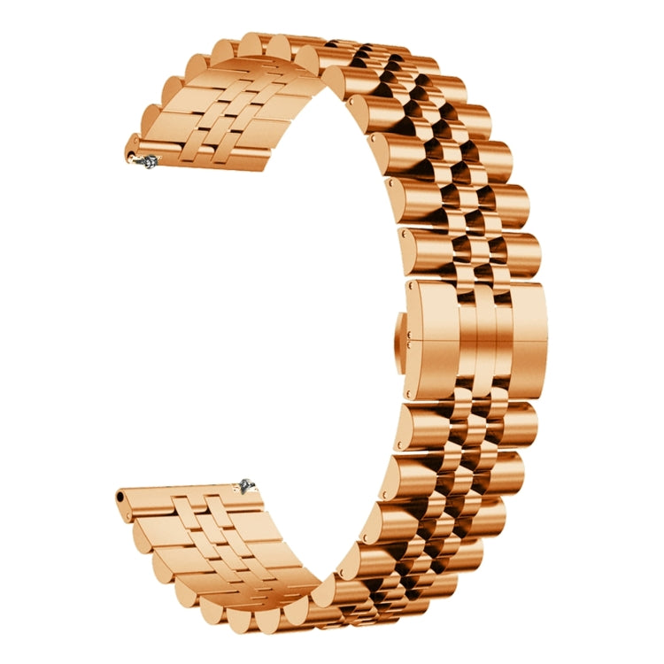 For Huawei Watch3 Pro New Five Bull Half Round Stainless Steel Watch Band + Strap Removal Tool(Rose Gold) - Smart Wear by PMC TechLife | Online Shopping South Africa | PMC TechLife