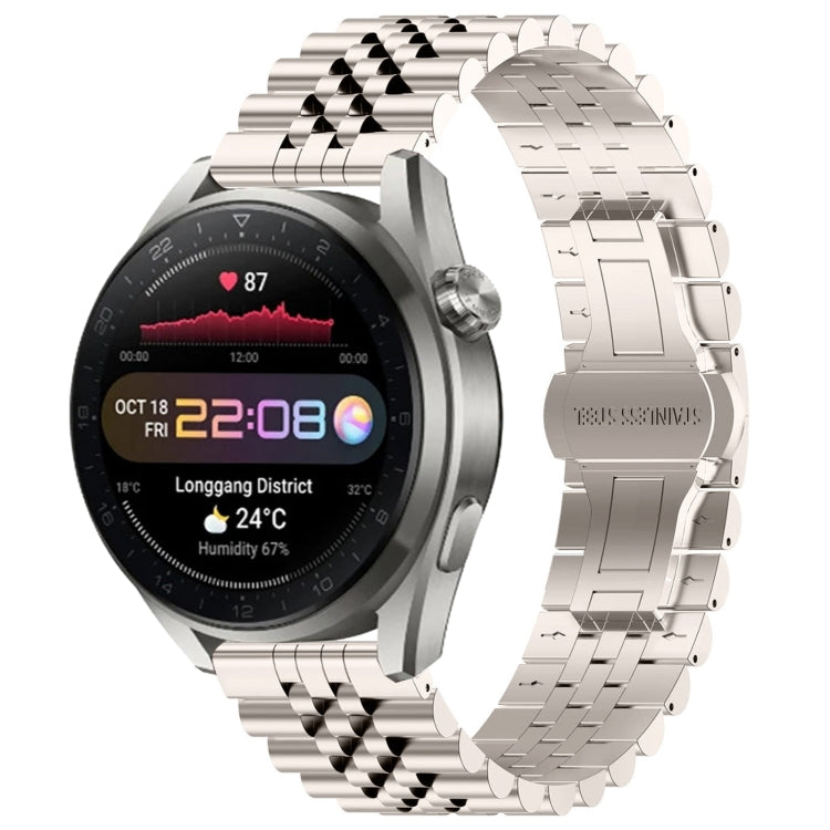 For Huawei Watch3 Pro New Five Bull Half Round Stainless Steel Watch Band + Strap Removal Tool(Starlight Color) - Smart Wear by PMC TechLife | Online Shopping South Africa | PMC TechLife