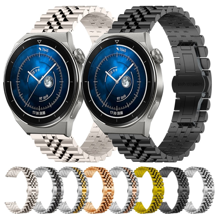 For Huawei Watch GT3 Pro 46mm Five Bull Half Round Stainless Steel Watch Band + Strap Removal Tool(Black) - Smart Wear by PMC TechLife | Online Shopping South Africa | PMC TechLife