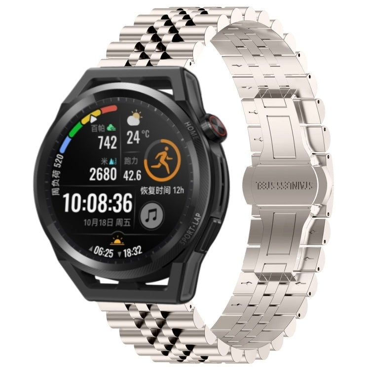 For Huawei Watch GT Runner Five Bull Half Round Stainless Steel Watch Band + Strap Removal Tool(Starlight Color) -  by PMC TechLife | Online Shopping South Africa | PMC TechLife