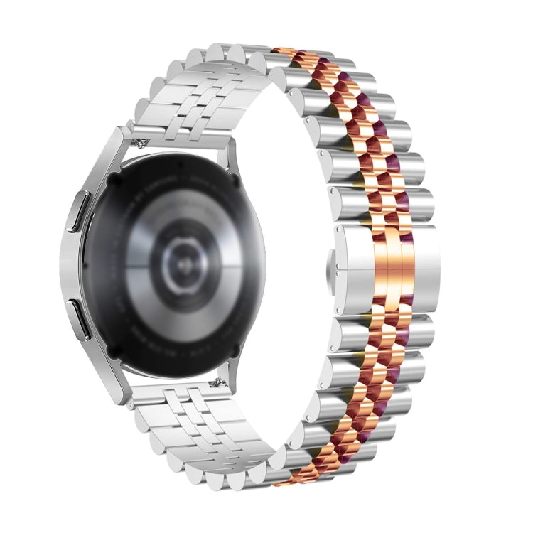 For Huawei Watch GT Runner Five Bull Half Round Stainless Steel Watch Band + Strap Removal Tool(Silver+Rose Gold) - Smart Wear by PMC TechLife | Online Shopping South Africa | PMC TechLife