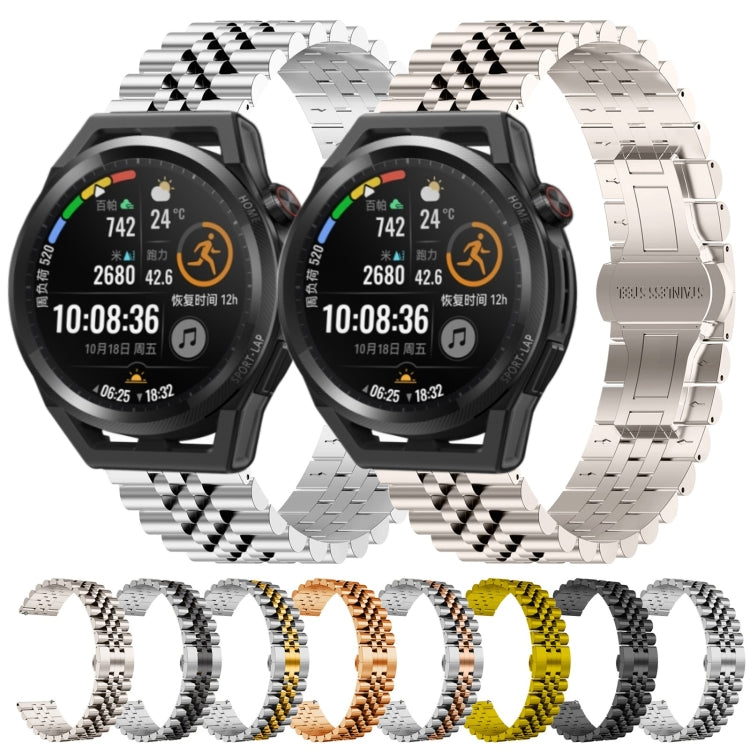 For Huawei Watch GT Runner Five Bull Half Round Stainless Steel Watch Band + Strap Removal Tool(Silver+Gold) -  by PMC TechLife | Online Shopping South Africa | PMC TechLife