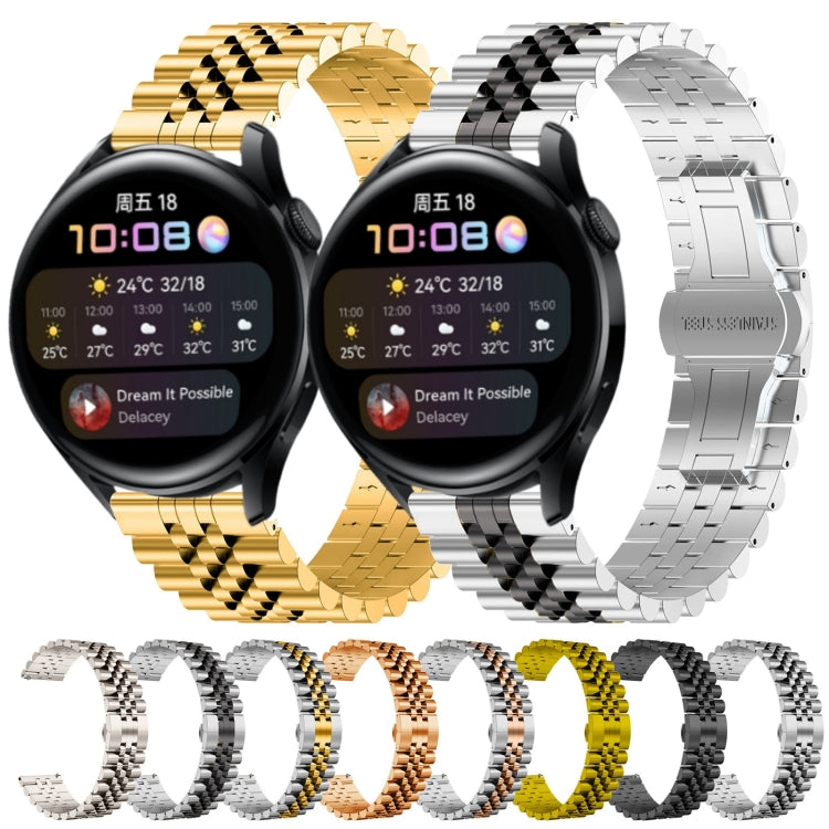 For Huawei Watch 3 / 3 Pro Five Bull Half Round Stainless Steel Watch Band + Strap Removal Tool(Rose Gold) - Smart Wear by PMC TechLife | Online Shopping South Africa | PMC TechLife
