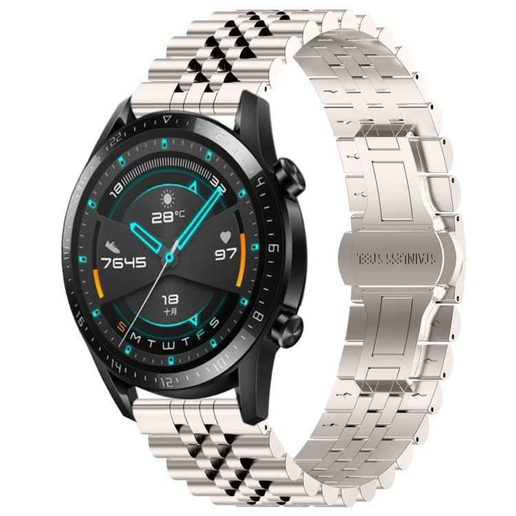 For Huawei Watch GT 42mm/46mm / GT2 46mm Five Bull Half Round Stainless Steel Watch Band + Strap Removal Tool(Starlight Color) - Smart Wear by PMC TechLife | Online Shopping South Africa | PMC TechLife